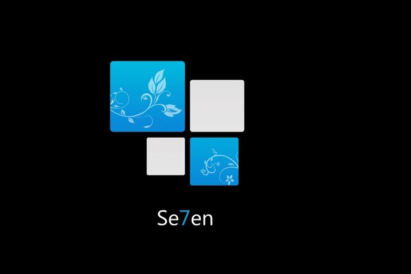 Windows-Logo sieben der Quadrate auf schwarzem Hintergrund