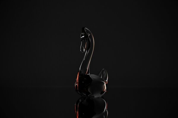 Crystal swan on a black background