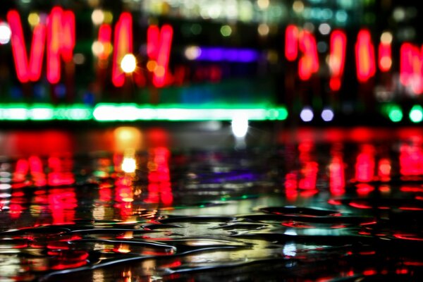 Lights reflected in the water photo