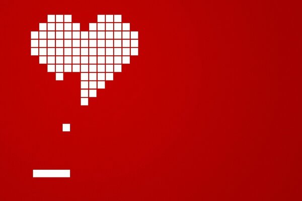 A white heart on a red background in a computer game