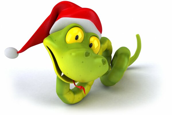 Joyeux serpent de Noël dans le chapeau