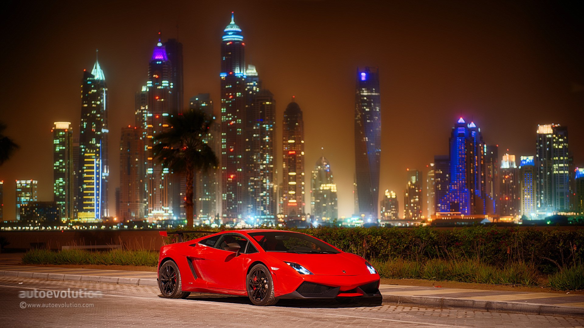 lamborghini gallardo lp570-4 super trodeo stradale czerwony samochód dubaj