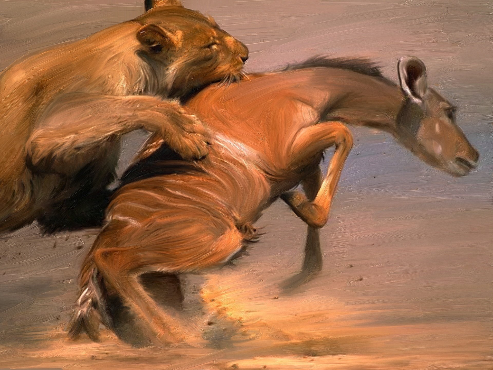 artiodactyles dessin lion proie peinture prédateurs