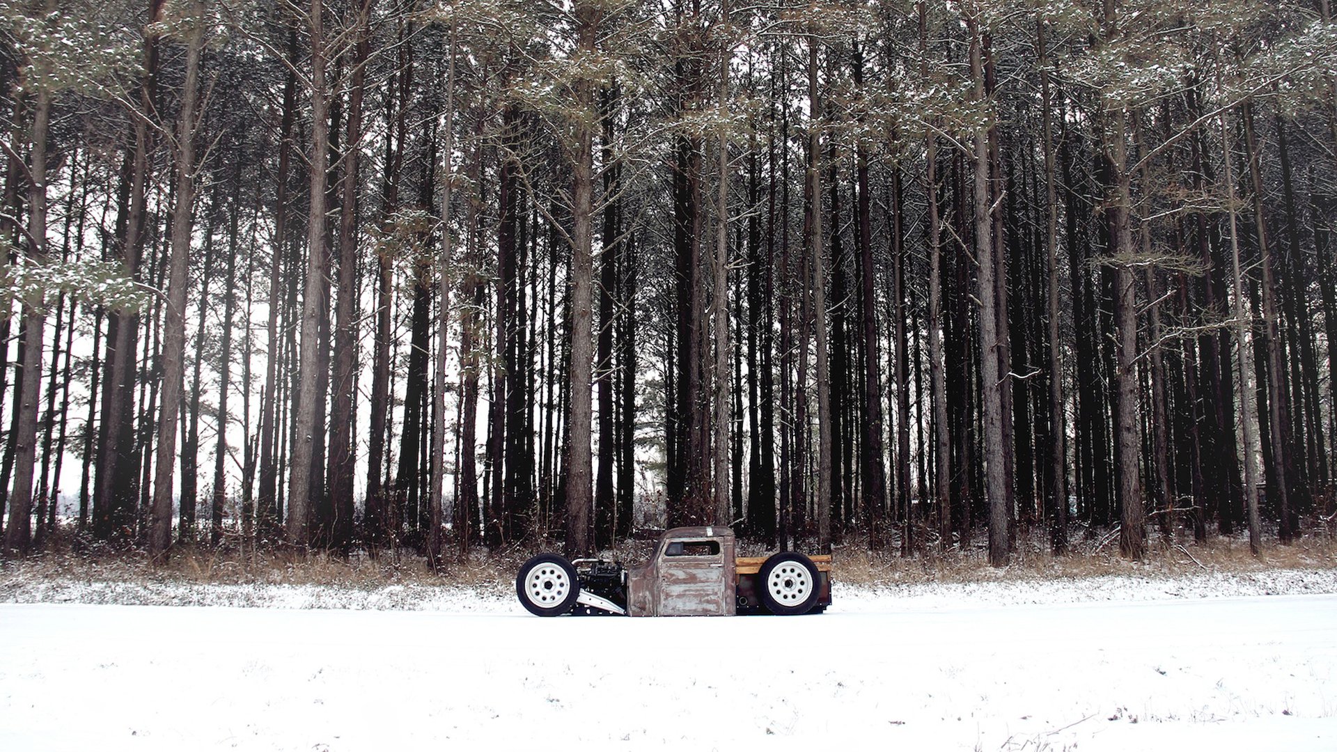 volkswagen szczury pręt las śnieg rat rod volkswagen