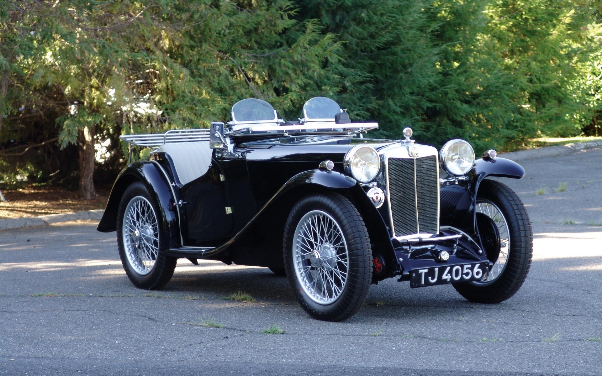 mg pa polizei roadster 1934 front retro bäume hintergrund