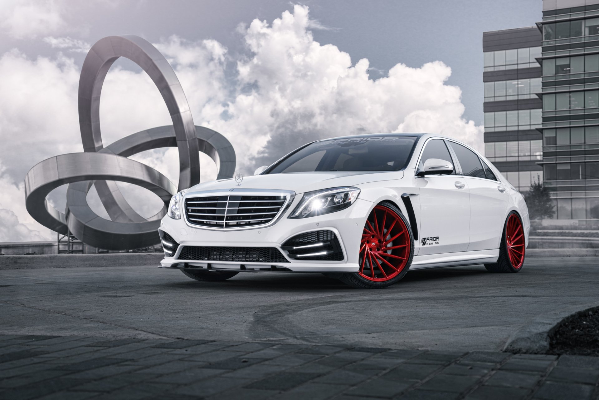 mercedes-benz s550 amg evs motors prior design body kit red vossen wheel