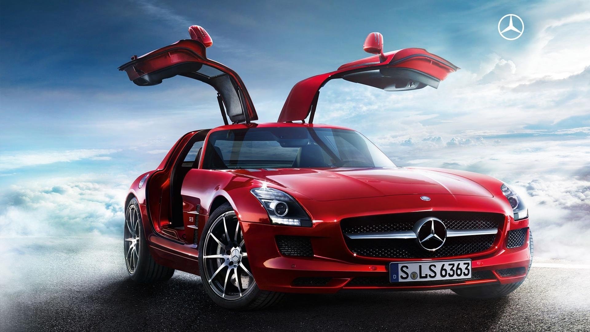 car mercedes red auto tło chmury samochody samochody transport pojazdy czerwone auto niebo kształt design styl