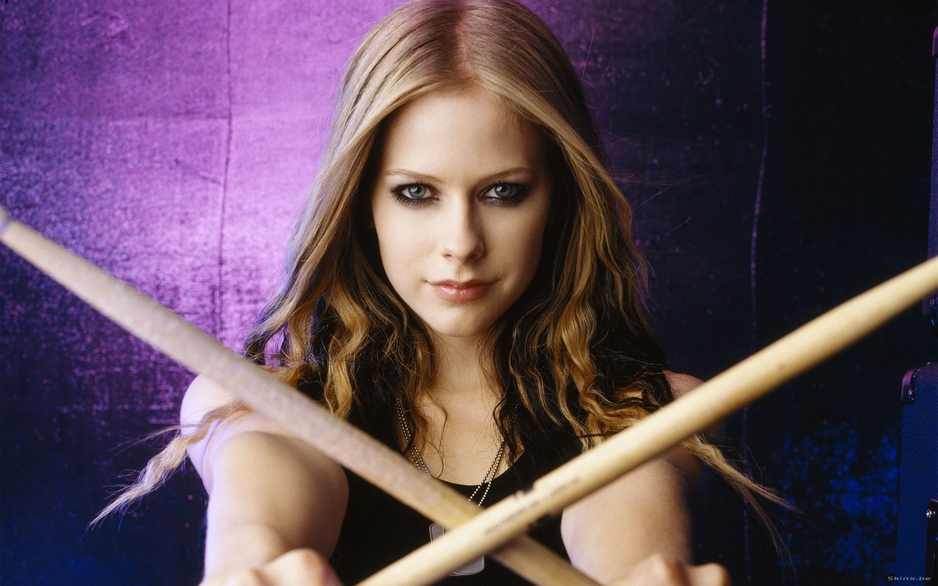 drum sticks singer cutie avril centerfolds portrait girls look women face eye