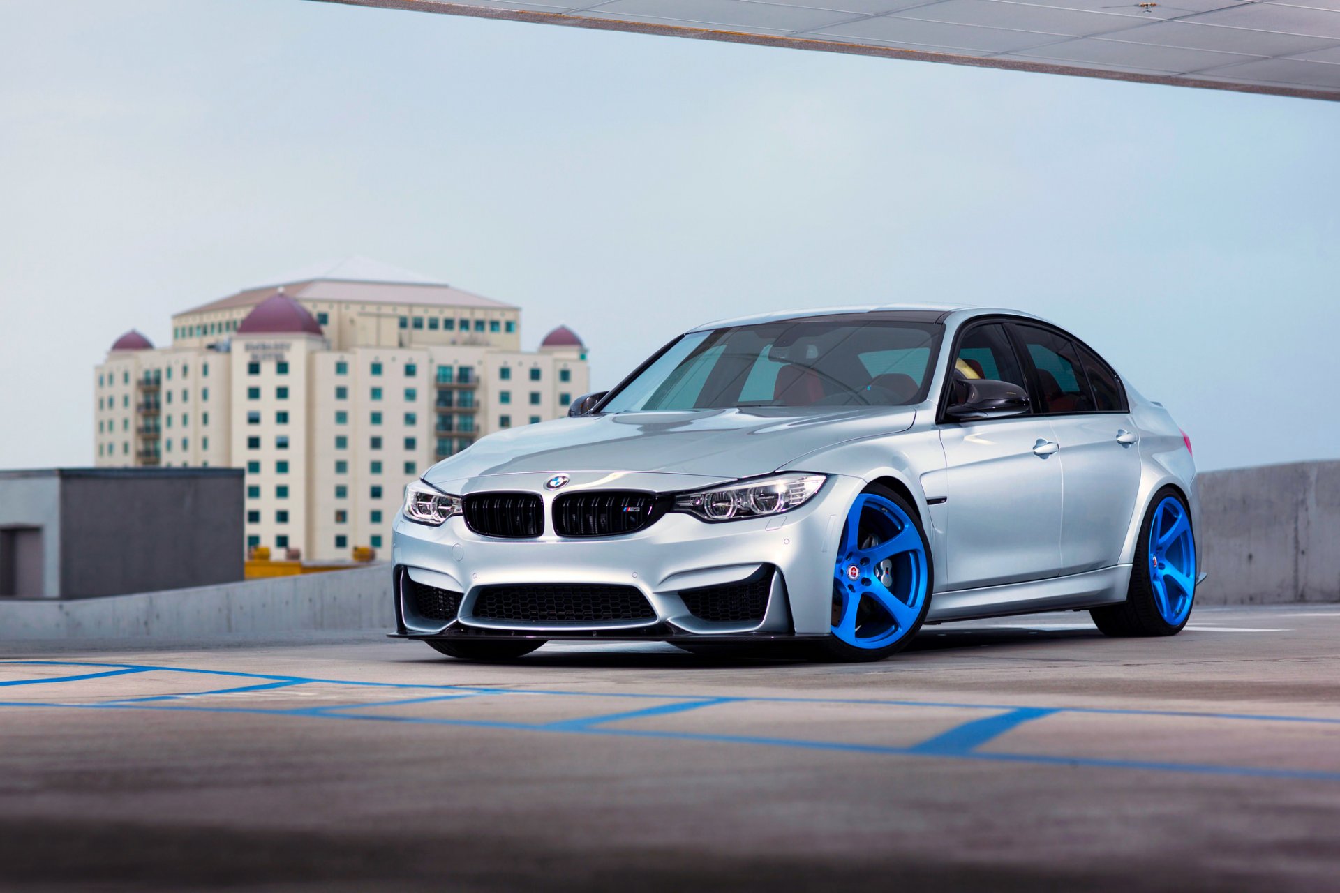 bmw m3 f80 oph rs102m ruedas azul color plata frente