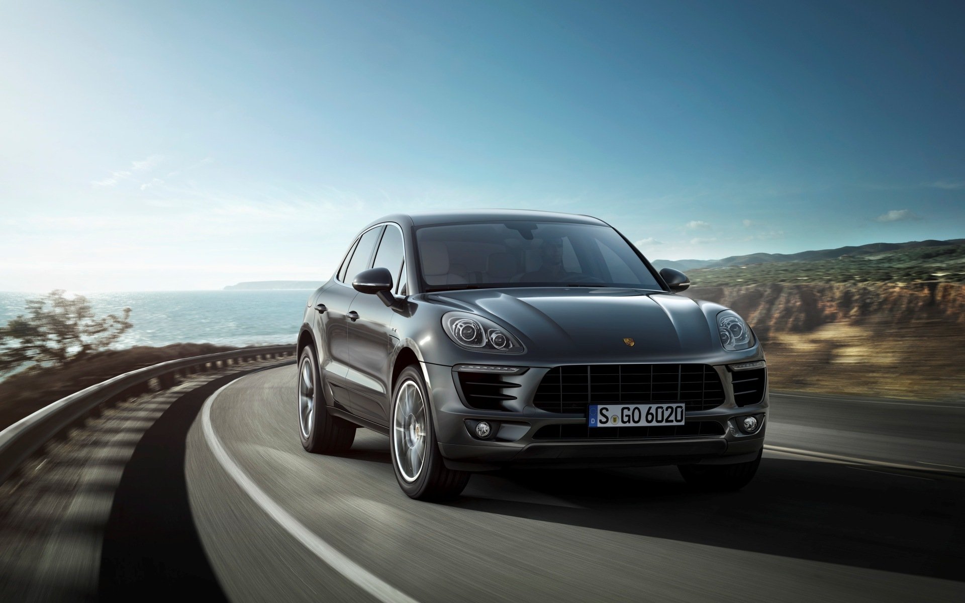 porsche macan macan s 2014 suv parquet jeep carretera mar paisaje sol