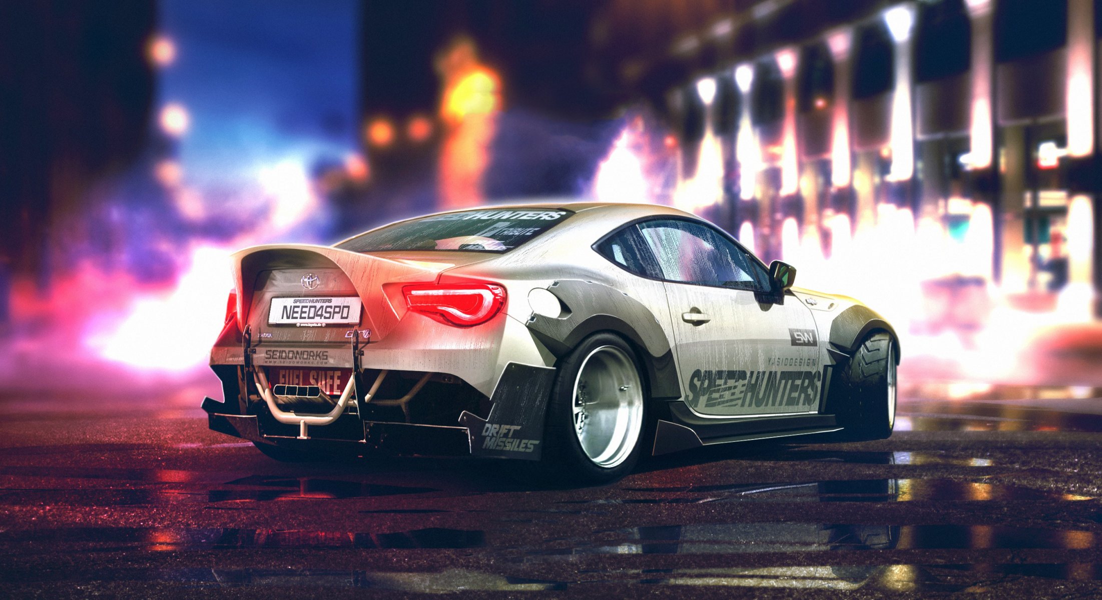 toyota gt86 sport car white yasiddesign rear