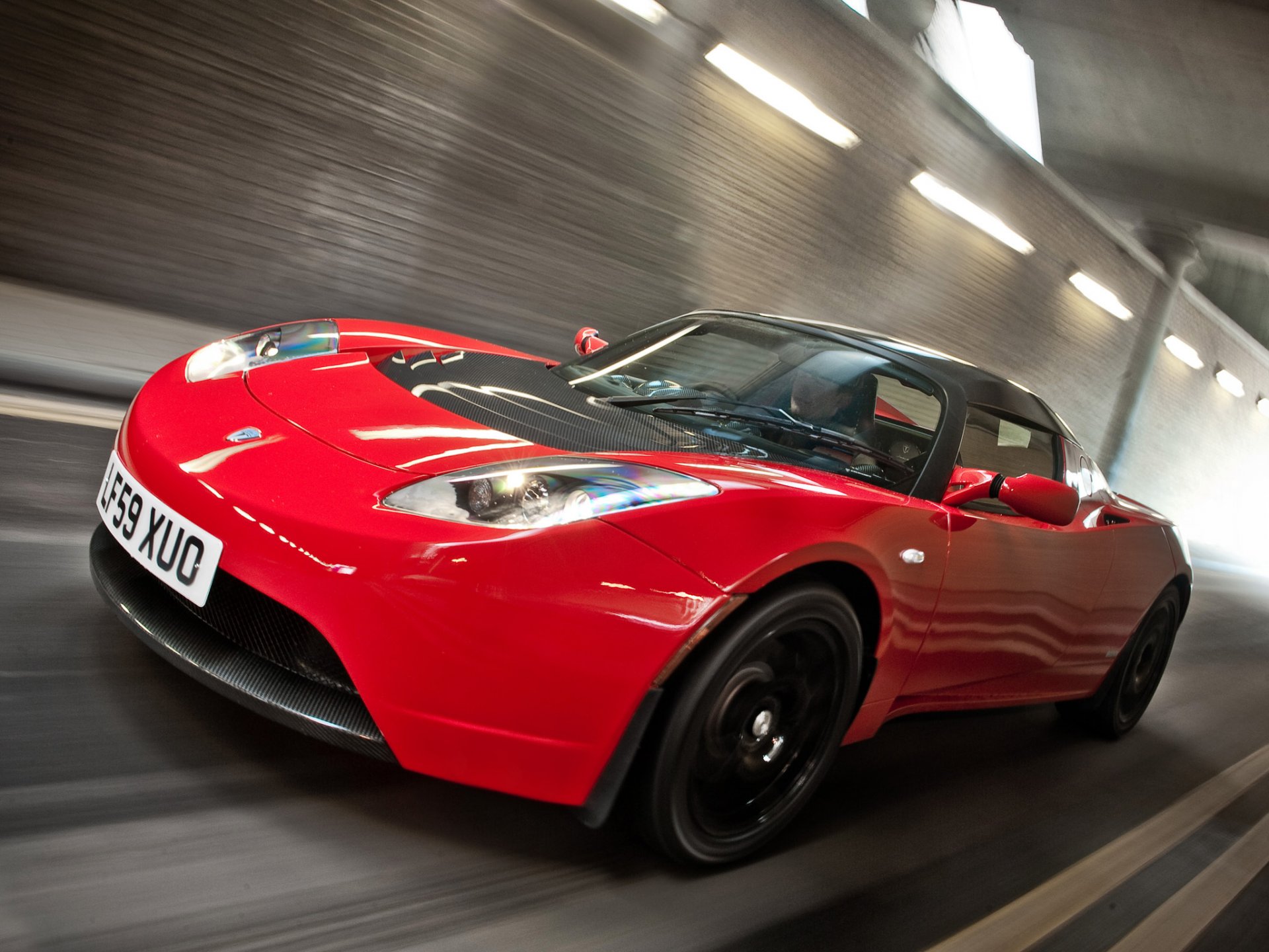 tesla roadster sport samochód samochód czerwony ruch droga samochody uk-spec czerwony