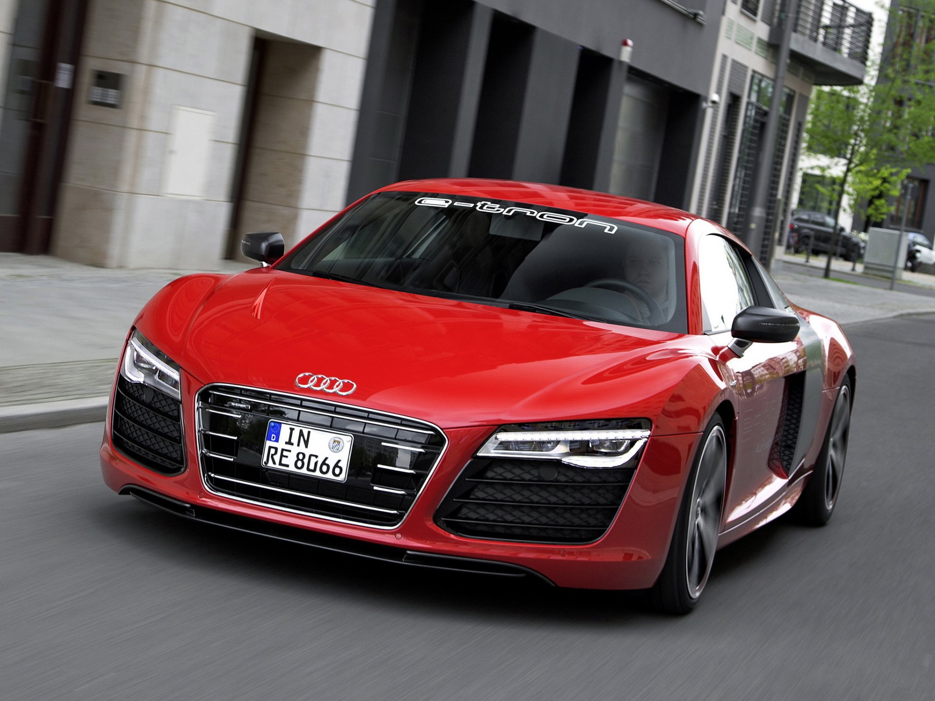 audi r8 e-tron prototype front red supercar handsome