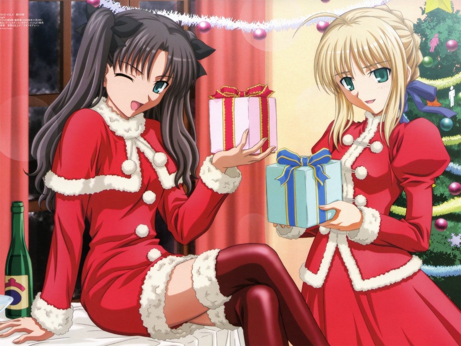 año nuevo niñas doncellas de nieve árbol de navidad regalos fate stay night