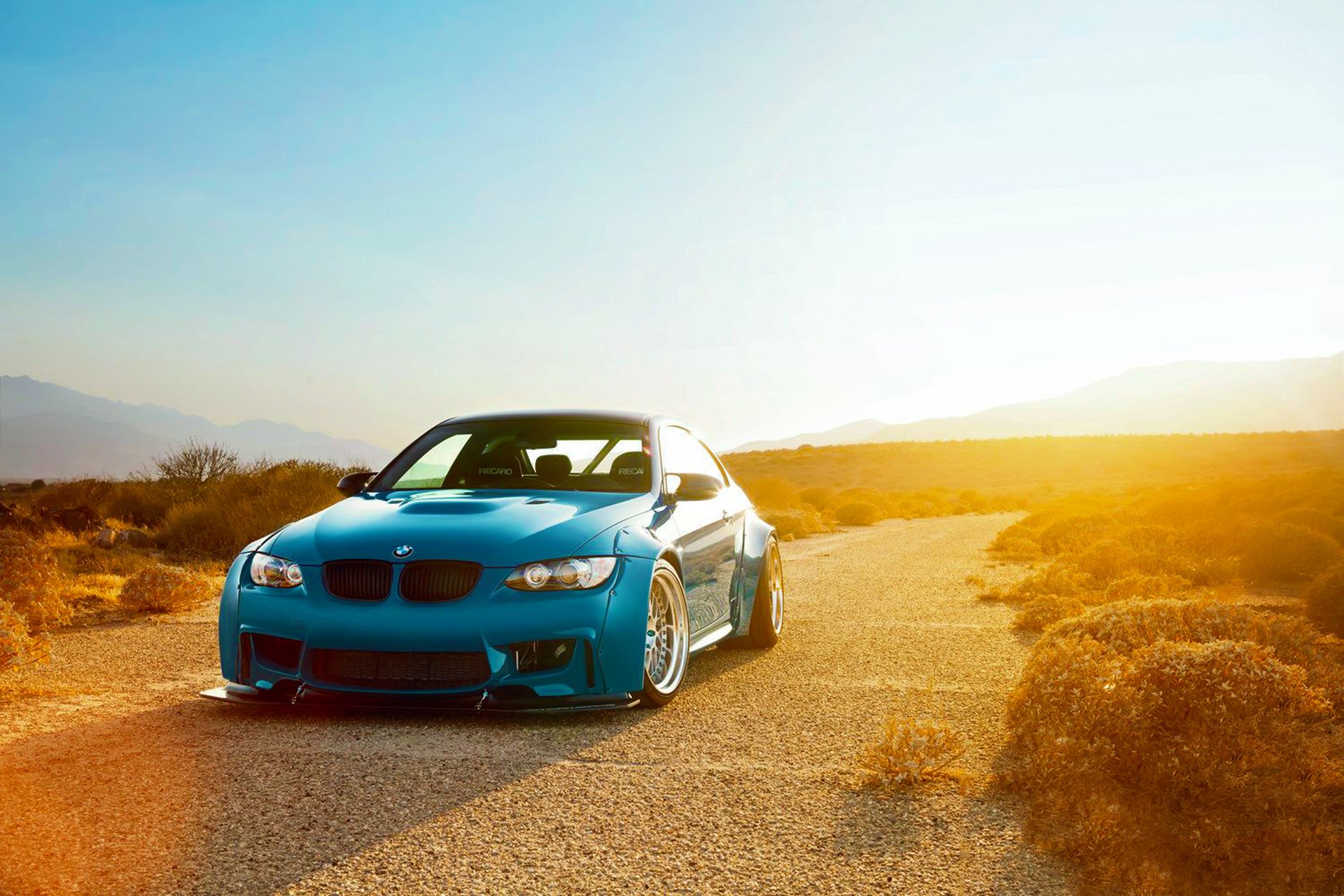 bmw m3 e92 blu libertà passeggiata tramonto cielo