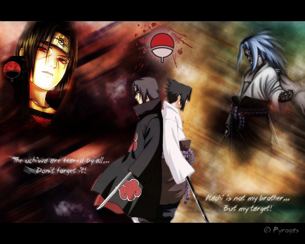 itachi sasuke naruto rysunki anime kreskówki napisy słowa