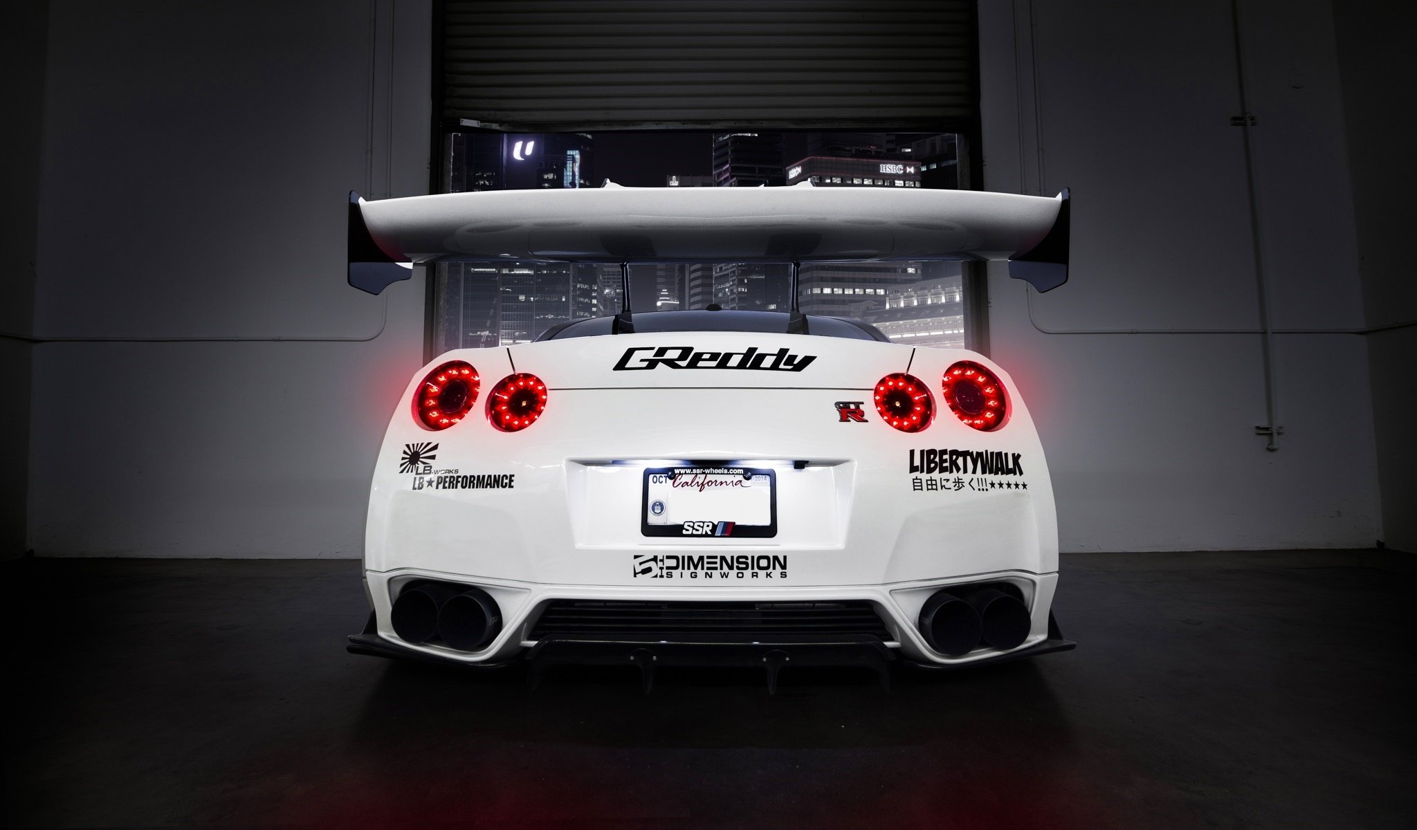 nissan gtr r35 liberty walk white rear spoiler