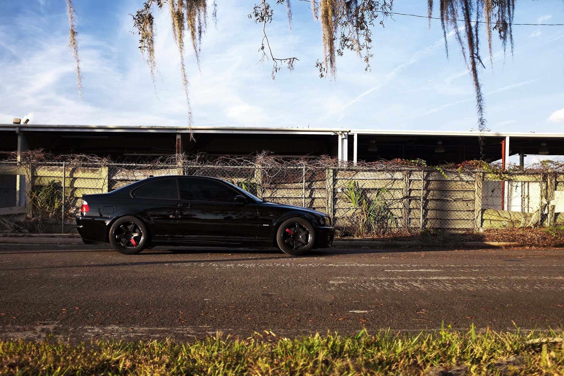 bmw m3 e46 nero bmw coupé profilo cerchi ombra erba