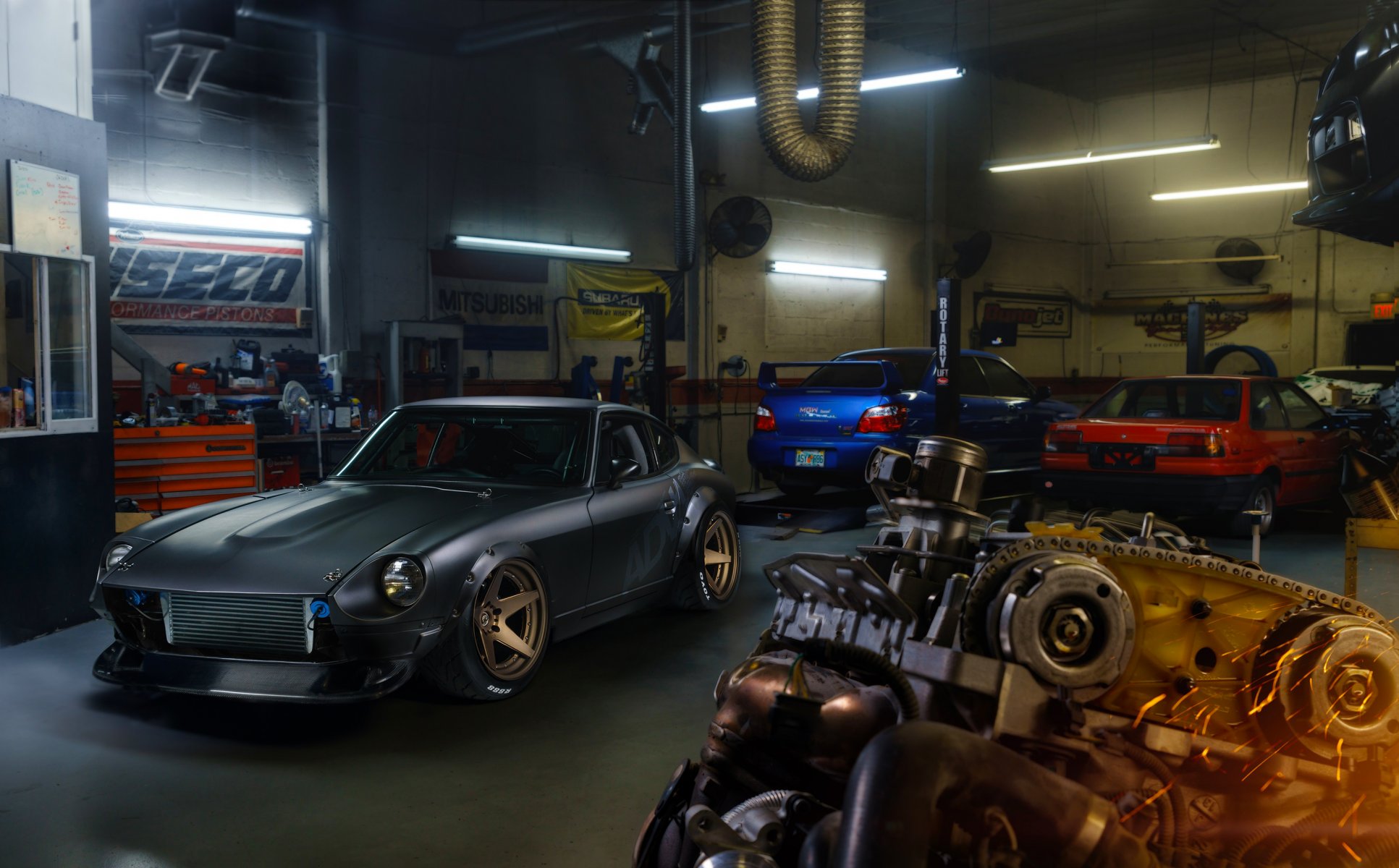 dutsun 280z ruedas proyecto motor garaje frente