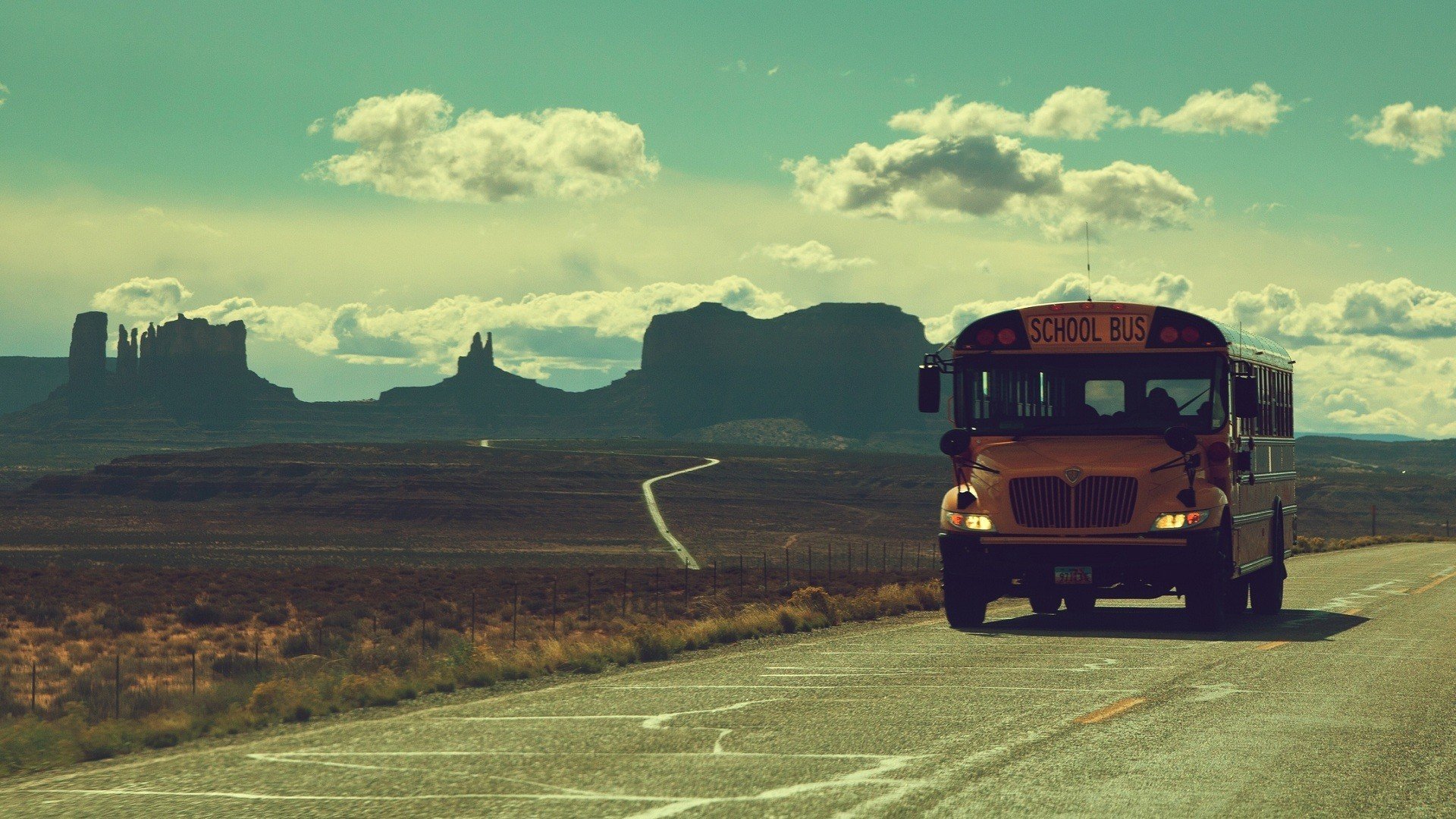 chool bus school . bus road