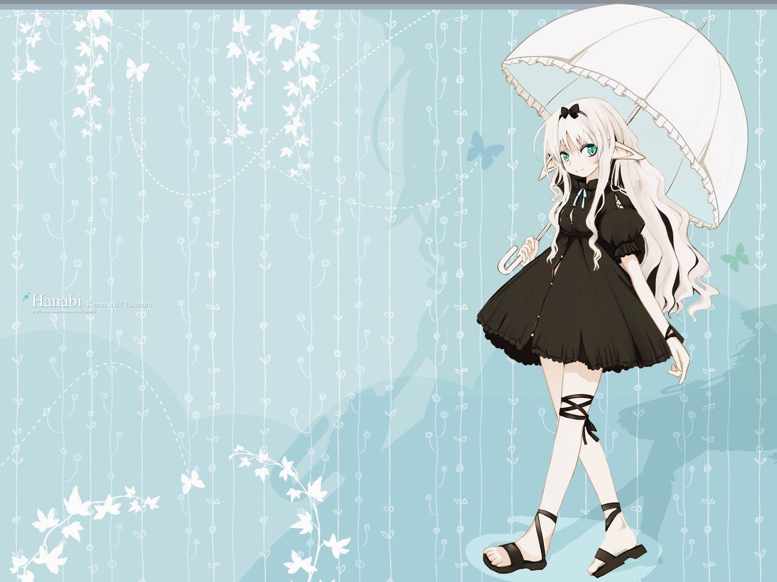 girl umbrella butterfly