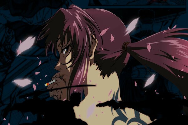 Black lagoon, revy anime, fumer