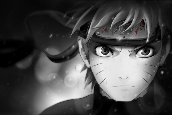 Naruto sangre en blanco y negro, un símbolo de carácter