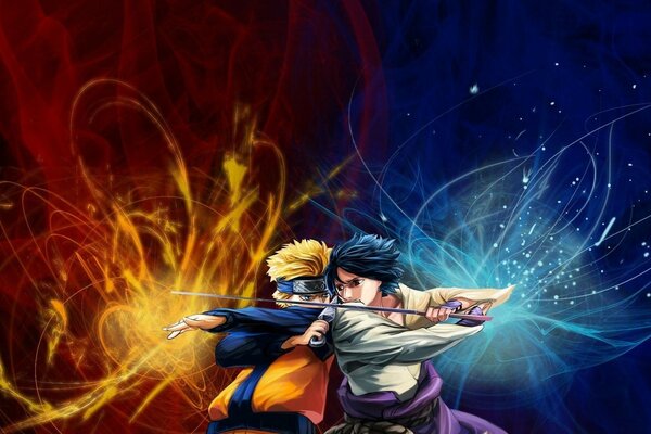 Naruto e Sasuke di Naruto combattono