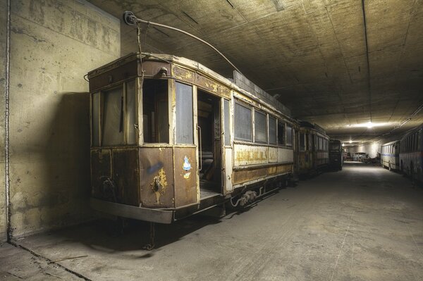 An old abandoned garage for trams