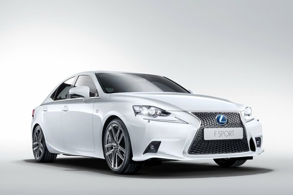 White lexus is 300h f -sport on a white background