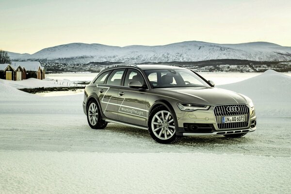 Audi a6 quatro on the winter road