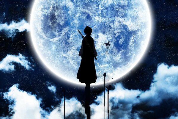 Bleach sullo sfondo di un enorme luna