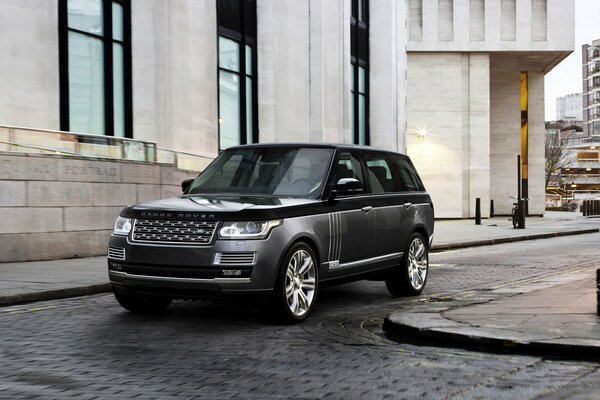 Range rover rides around the city