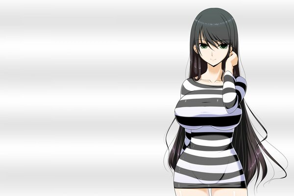 Anime girl with striped clothes