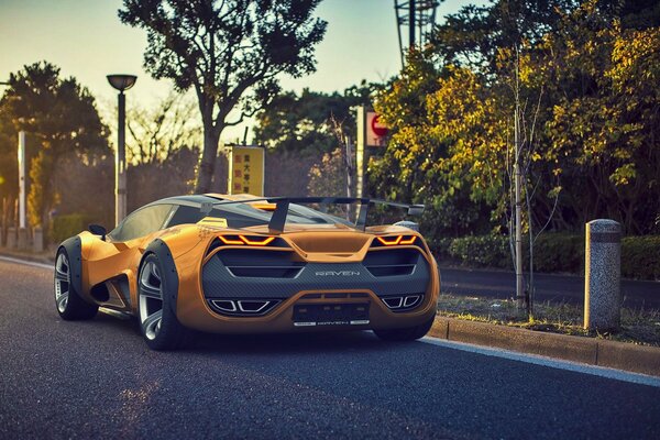 Coche deportivo super Lada Raven 2015g color amarillo