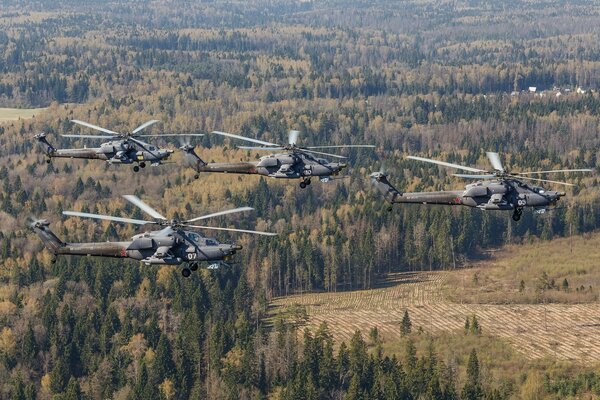 Attack helicopters took to the air