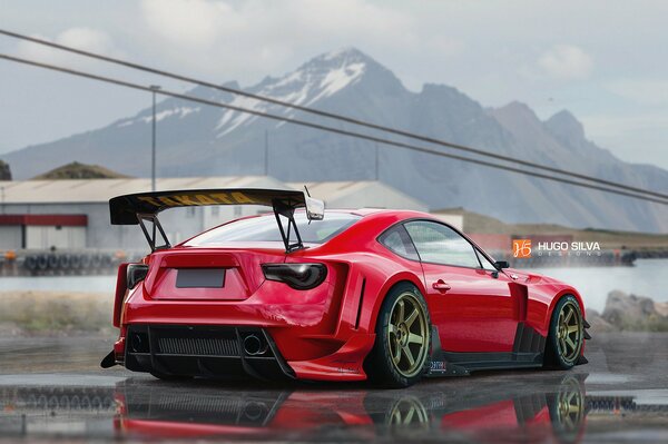 Immagine di Photoshop dell automobile in rosso