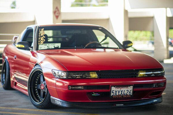 Nissan sylvia red in the parking lot