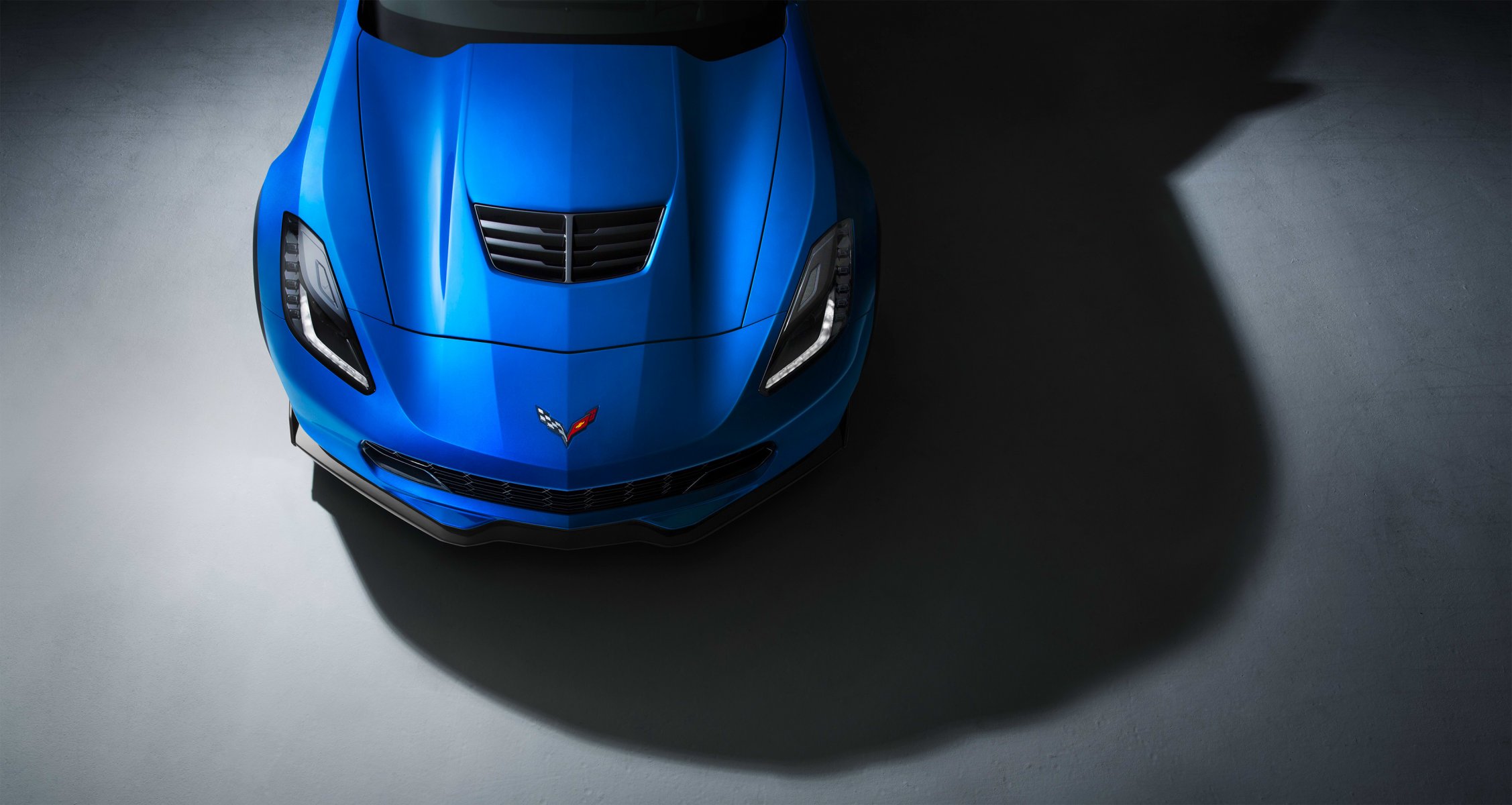 chevrolet corvette z06 niebieski kolor przednie światło studio muscle car