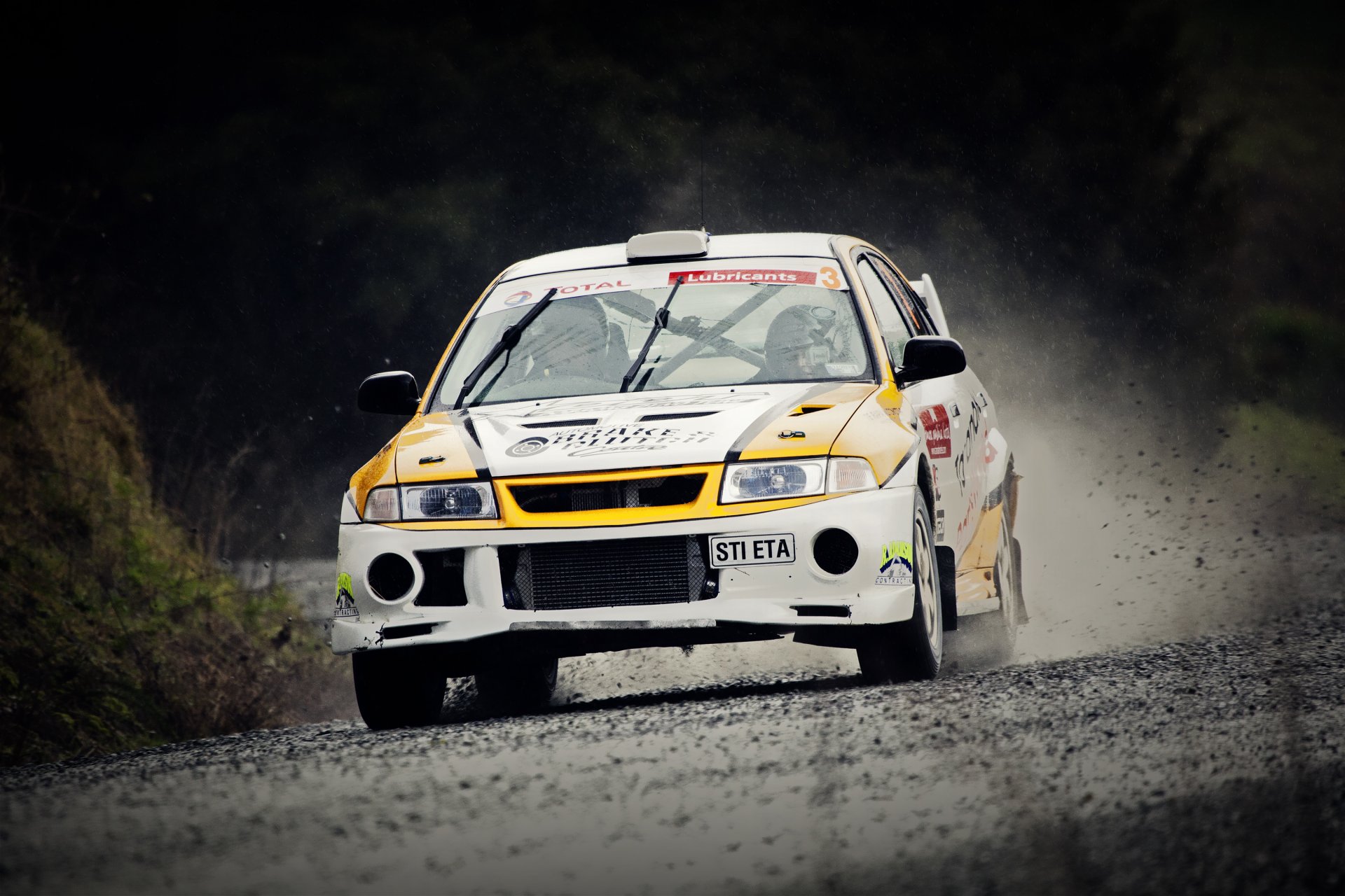 mitsubishi profesión wrc rally rally deporte frente auto coche faros capó suciedad