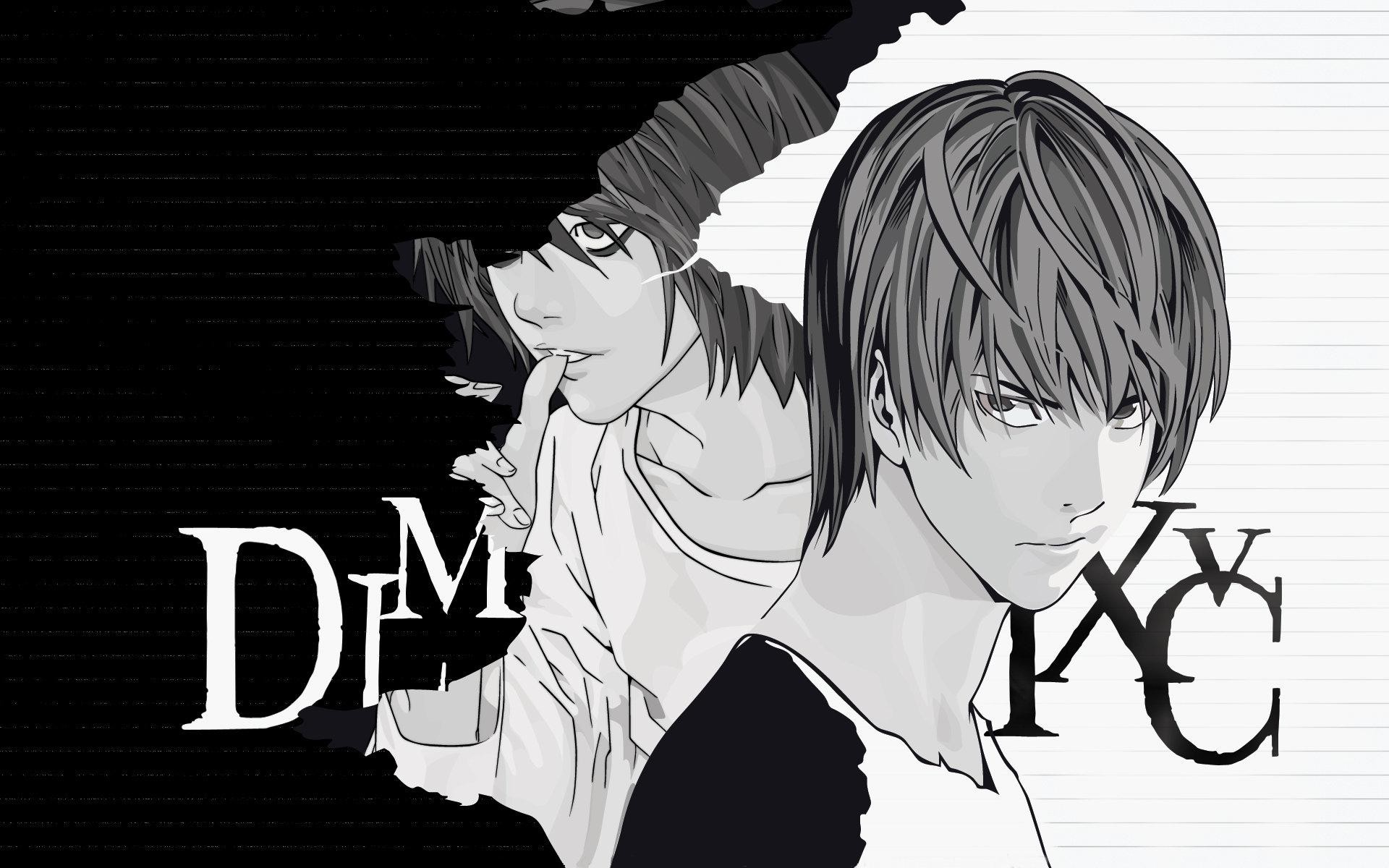 death note ryuzaki licht yagami l kira schwarz und weiß