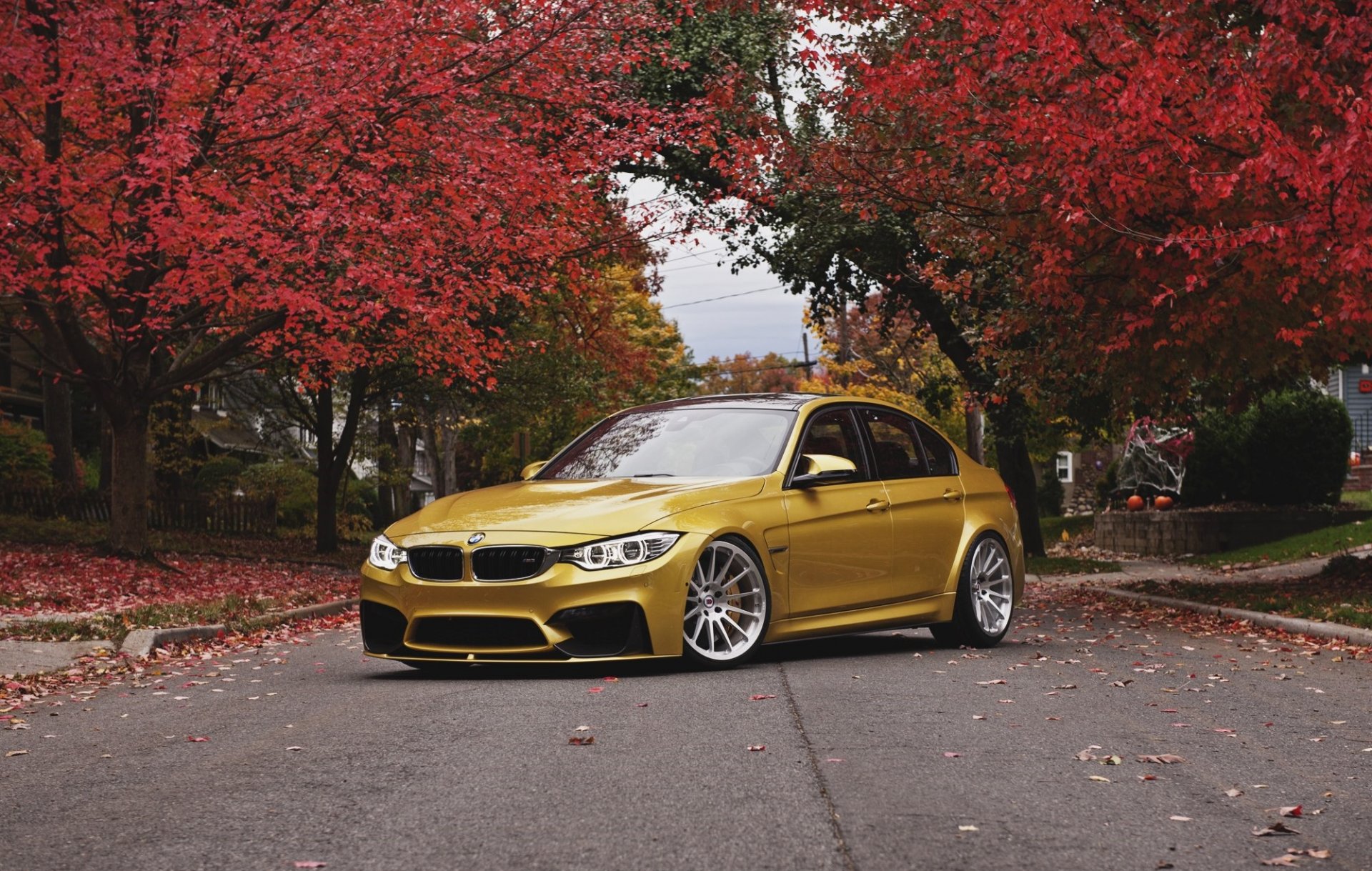 bmw m3 f80 ojos de ángel otoño bmw frente cara ruedas