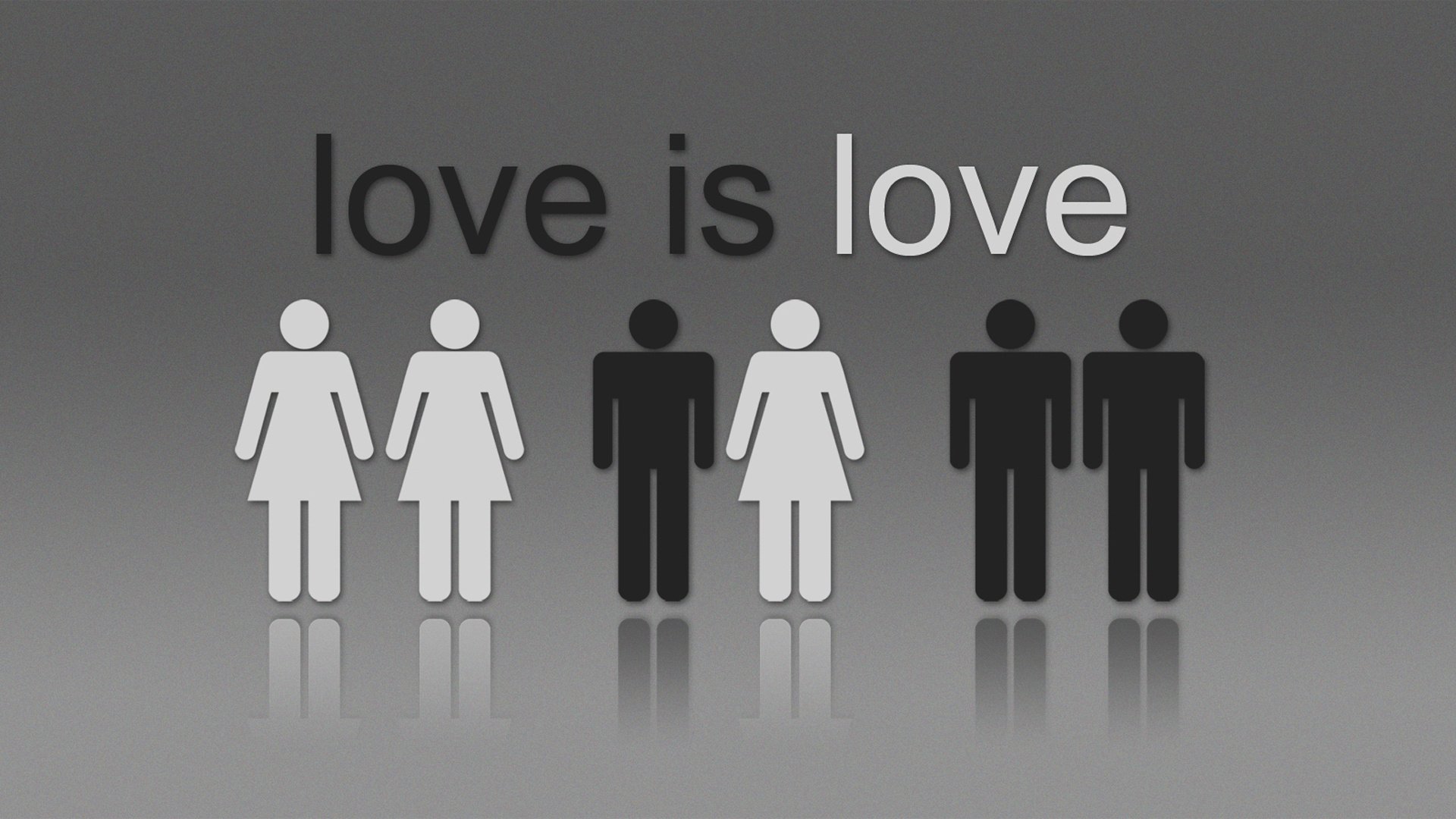 love is love für zwei rennen liebe paare grauer hintergrund inschrift romantik reflexion schwarz weiß zeichnungen anime