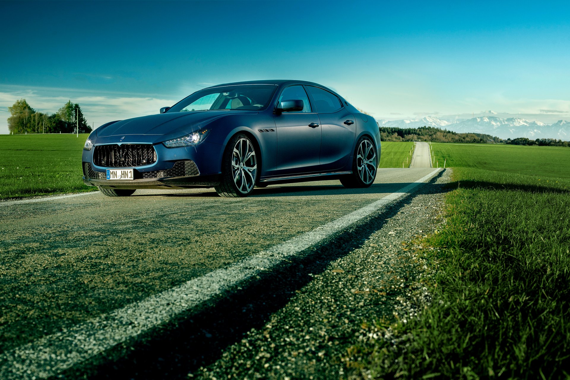 maserati ghibli novitec tridente синий роскошный автомобиль фото