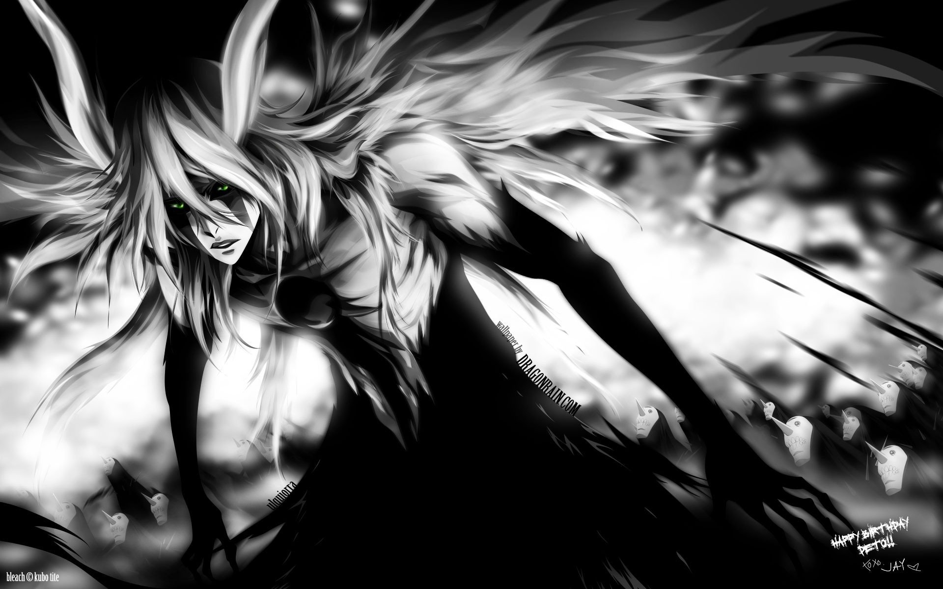 anime ulquiorra giliani bleach black and white drawings girl