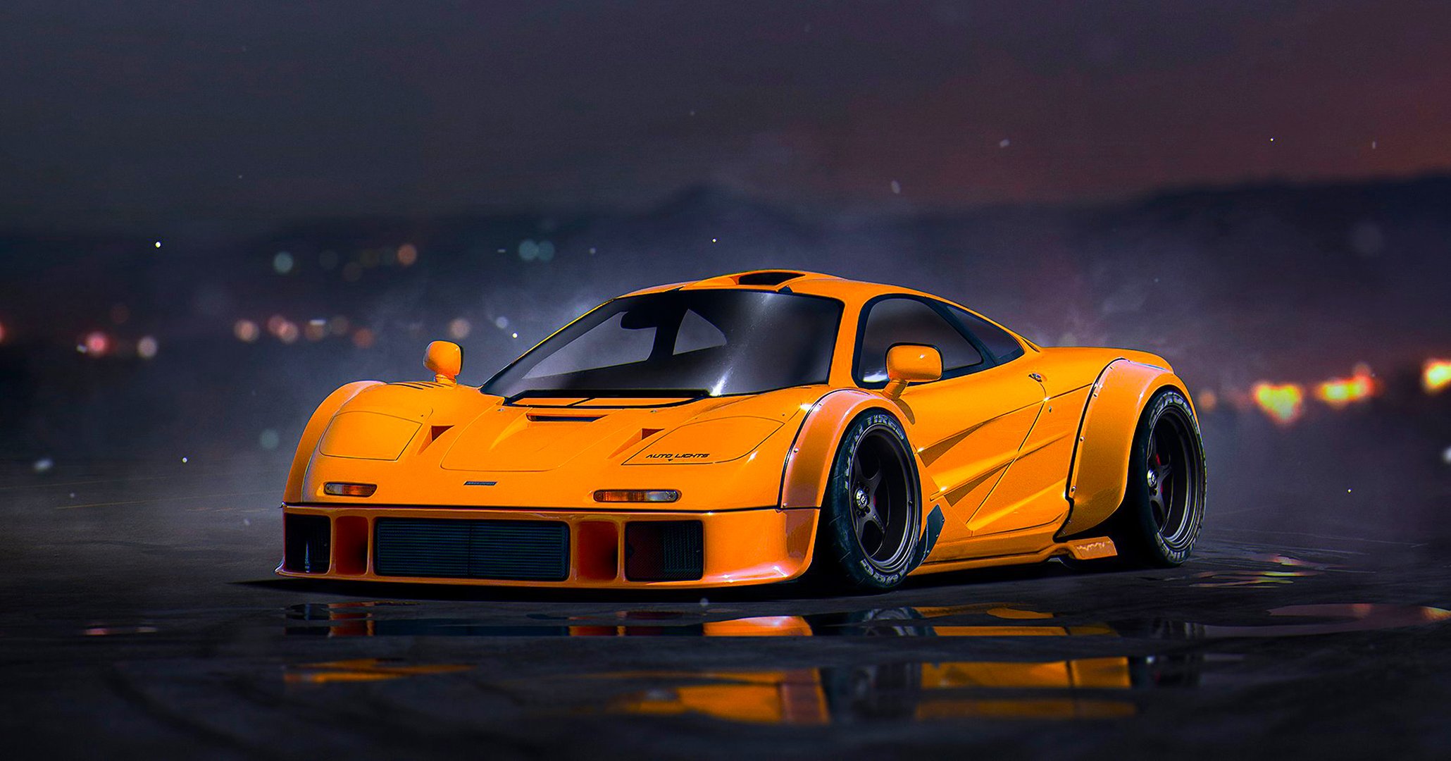 mclaren f1 orange supercar nigth future tuning by khyzyl saleem