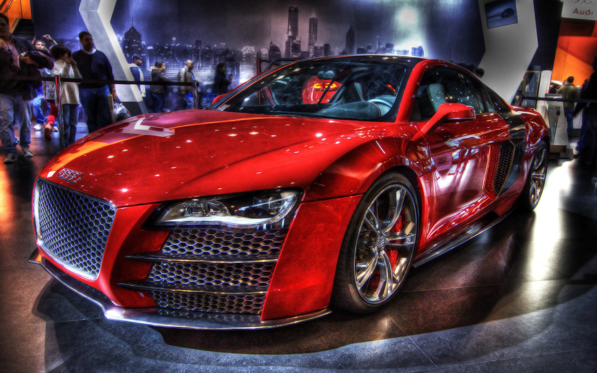 audi r8 maschinen hd rotes auto ausstellung audi maschine auto stil design auto pkw transport kraftfahrzeuge