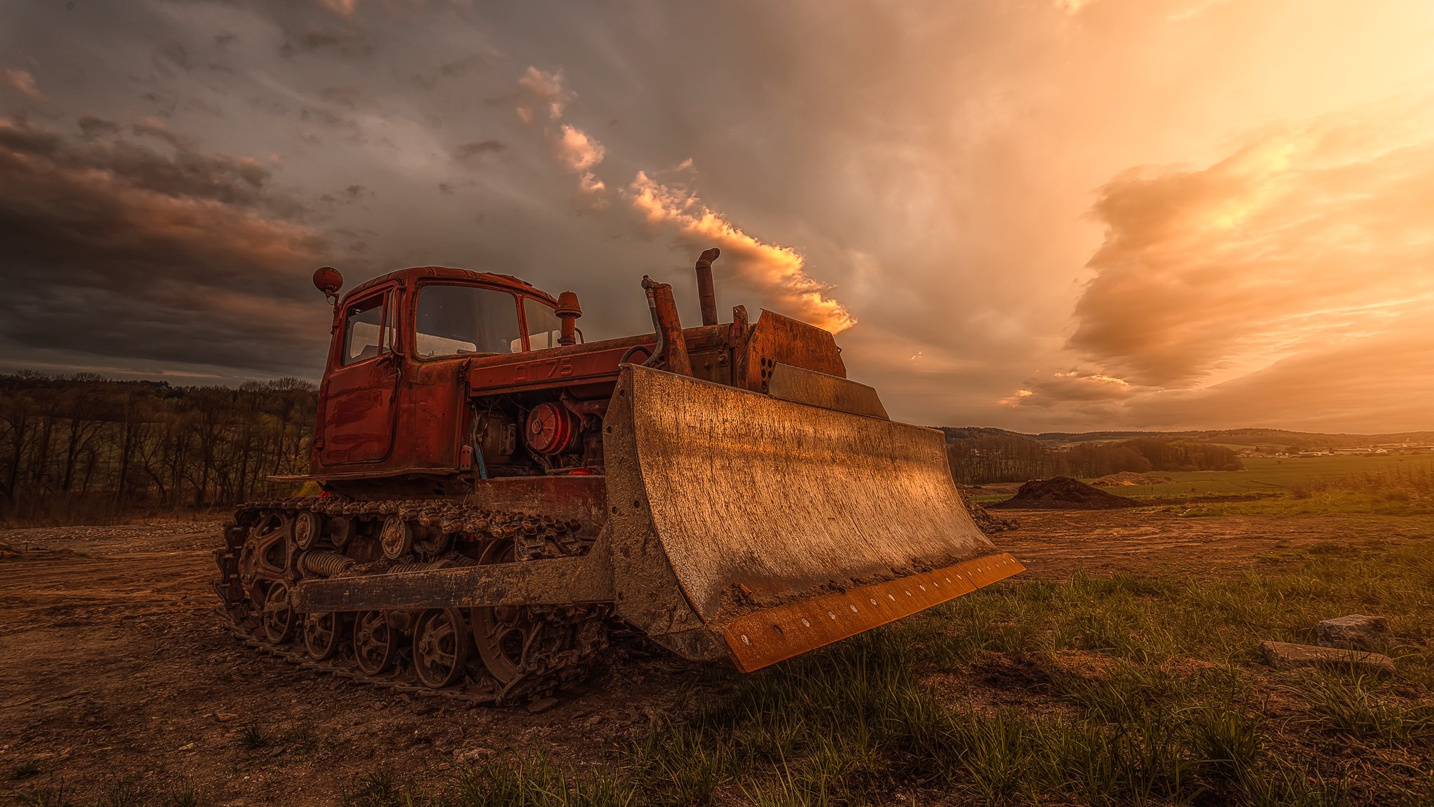 grader excavators bulldozer construction equipment the field dirt hdr