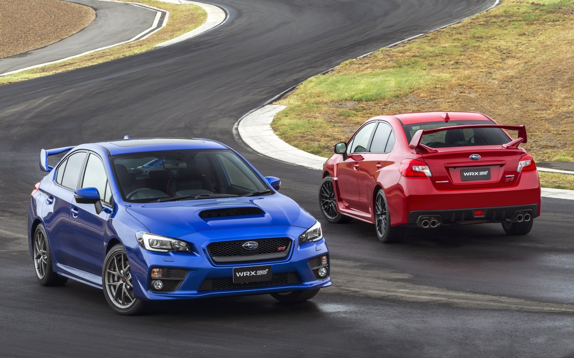 ubaru impreza wrx sti sudabu impreza rouge bleu avant vue arrière fond