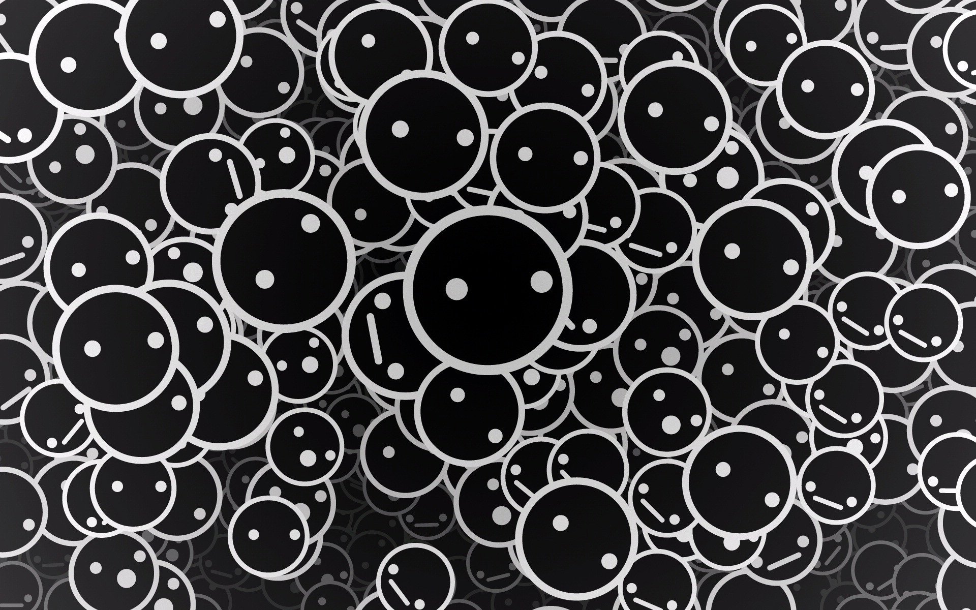 emoticonos círculos fondo negro texturas blanco negro